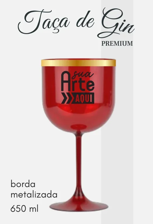 Ta&ccedil;a de Gin Borda Metalizada