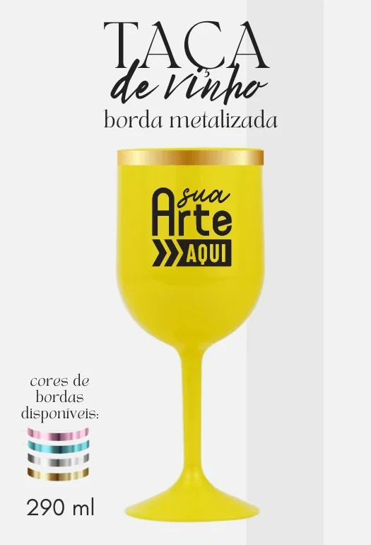 Ta&ccedil;a de Vinho Borda Metalizada