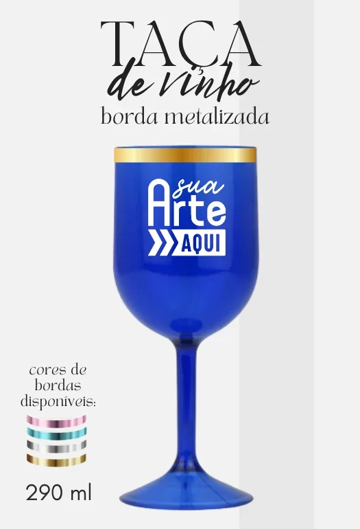 Ta&ccedil;a de Vinho Borda Metalizada