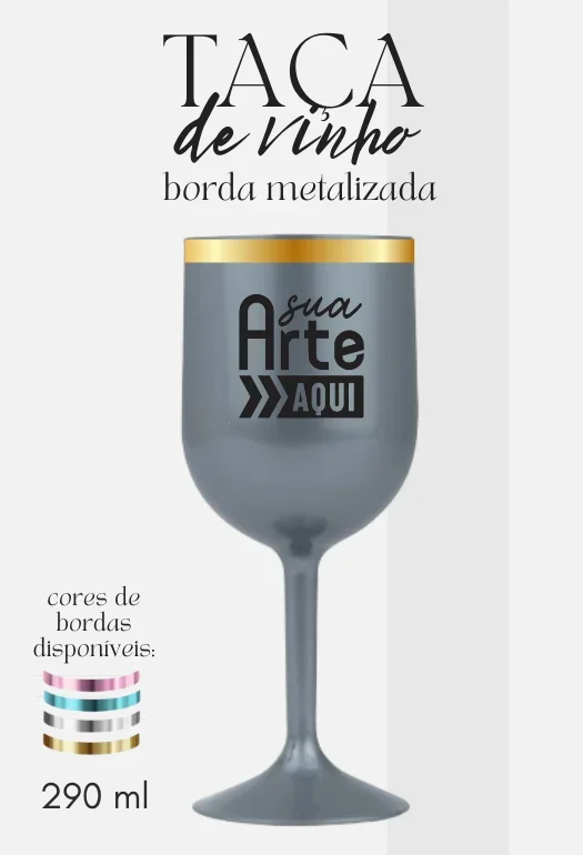 Ta&ccedil;a de Vinho Borda Metalizada