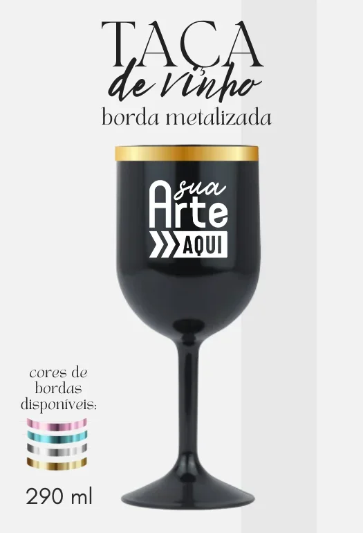 Ta&ccedil;a de Vinho Borda Metalizada