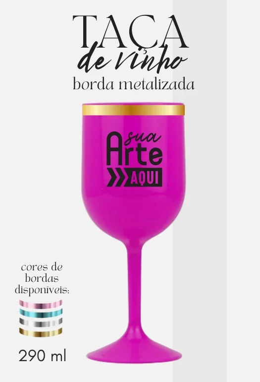 Ta&ccedil;a de Vinho Borda Metalizada