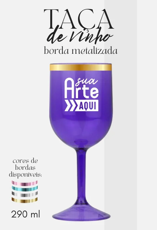 Ta&ccedil;a de Vinho Borda Metalizada