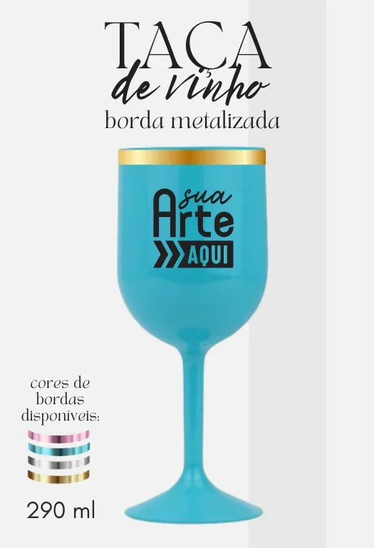 Ta&ccedil;a de Vinho Borda Metalizada