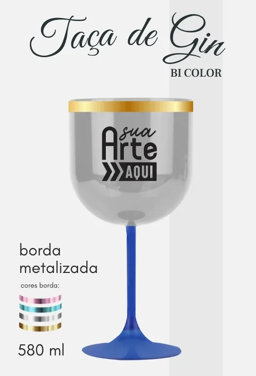 Ta&ccedil;a de Gin Borda Metalizada