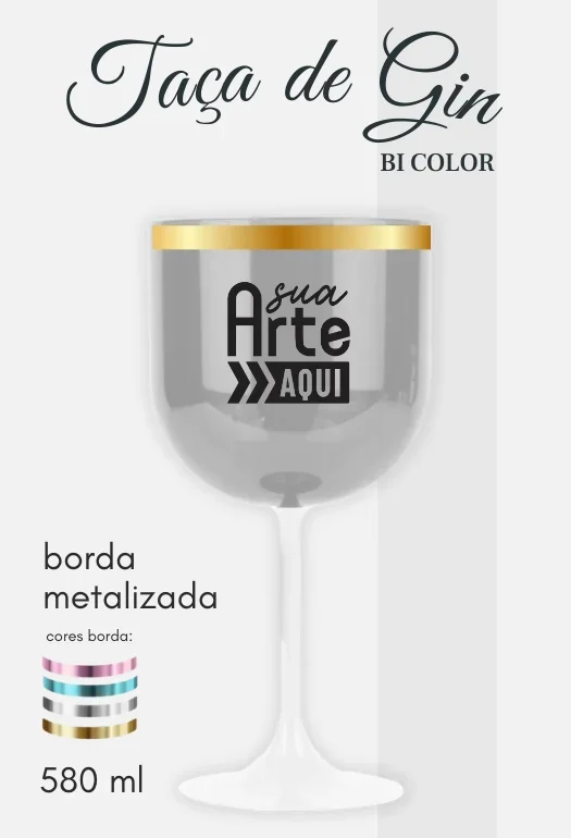 Ta&ccedil;a de Gin Borda Metalizada