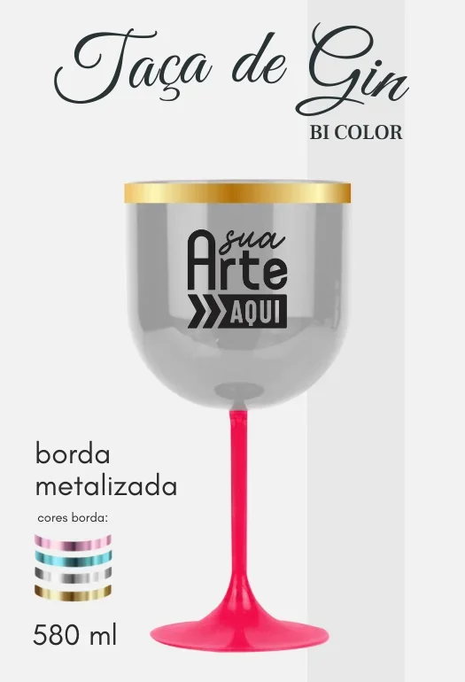 Ta&ccedil;a de Gin Borda Metalizada