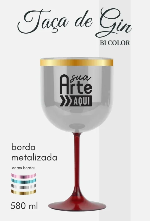 Ta&ccedil;a de Gin Borda Metalizada