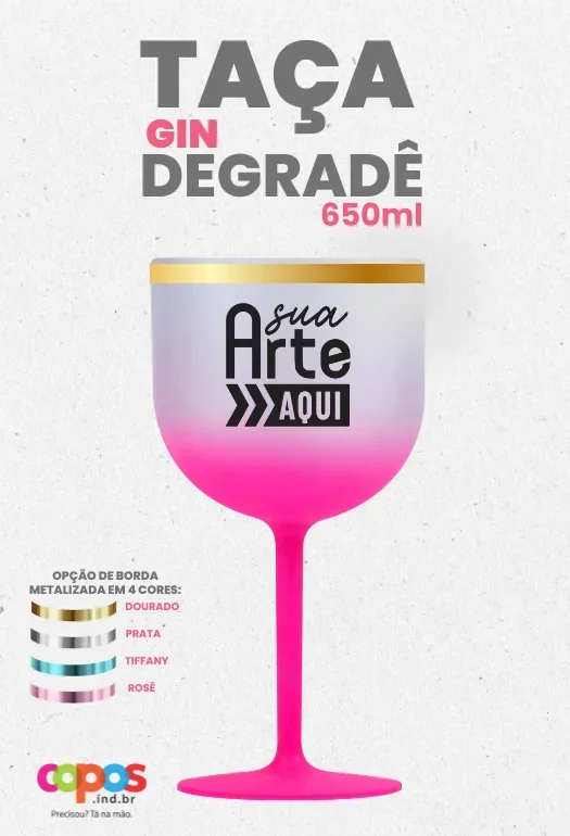 Ta&ccedil;a Gin Borda Metalizada