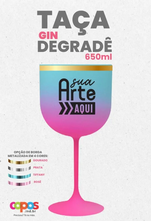 Ta&ccedil;a Gin Borda Metalizada