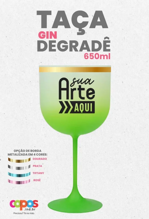 Ta&ccedil;a Gin Borda Metalizada