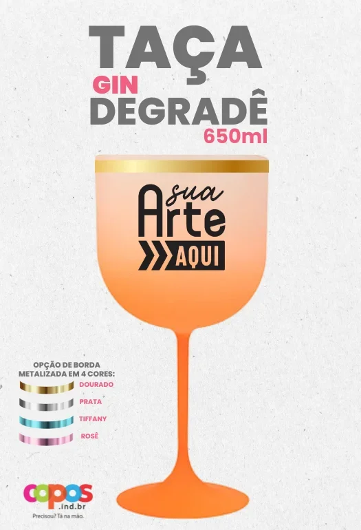 Ta&ccedil;a Gin Borda Metalizada