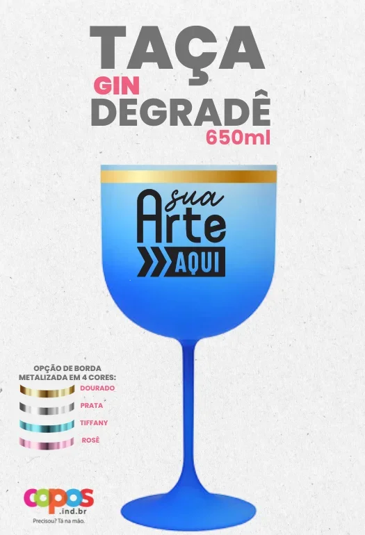 Ta&ccedil;a Gin Borda Metalizada