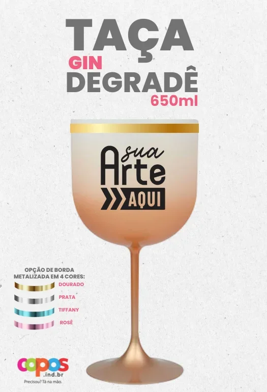 Ta&ccedil;a Gin Borda Metalizada