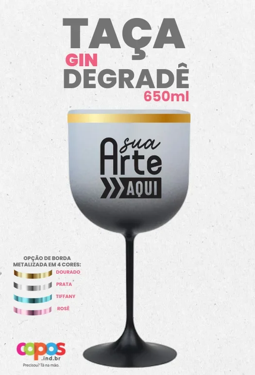 Ta&ccedil;a Gin Borda Metalizada
