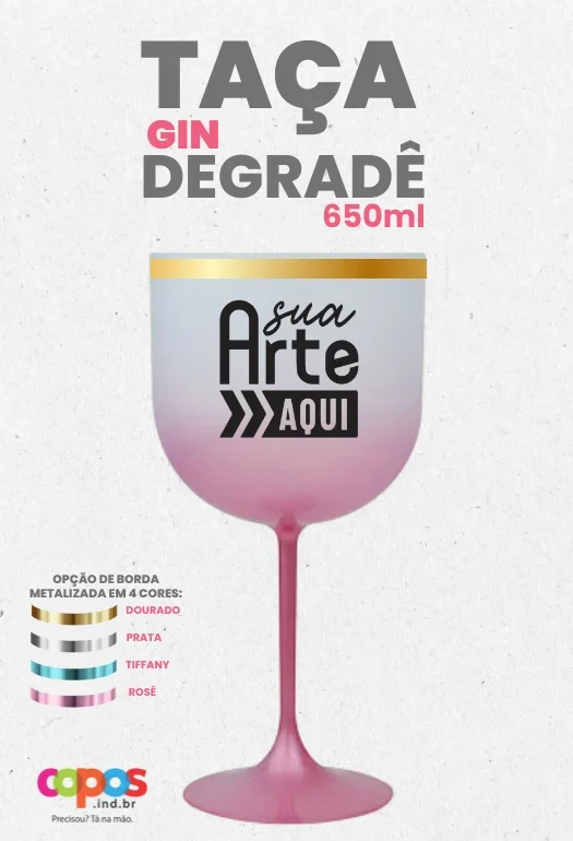 Ta&ccedil;a Gin Borda Metalizada