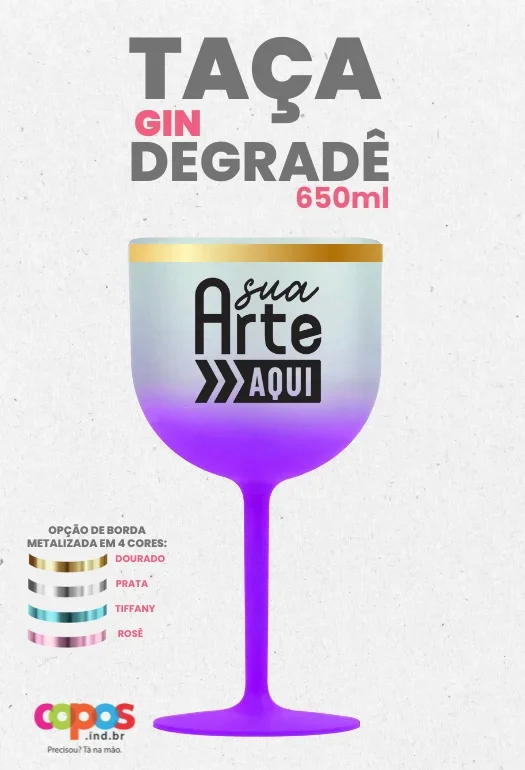 Ta&ccedil;a Gin Borda Metalizada