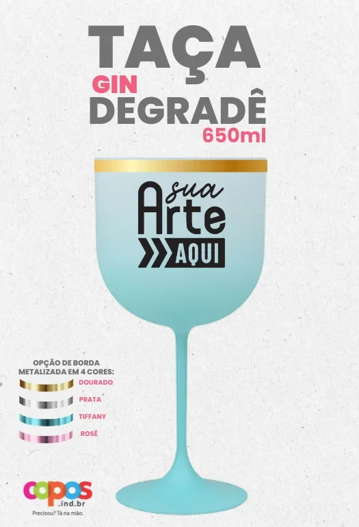 Ta&ccedil;a Gin Borda Metalizada