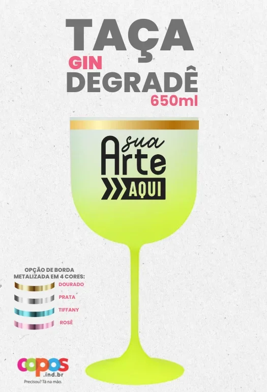 Ta&ccedil;a Gin Borda Metalizada