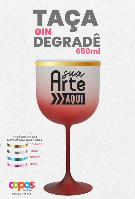 Ta&ccedil;a Gin Borda Metalizada